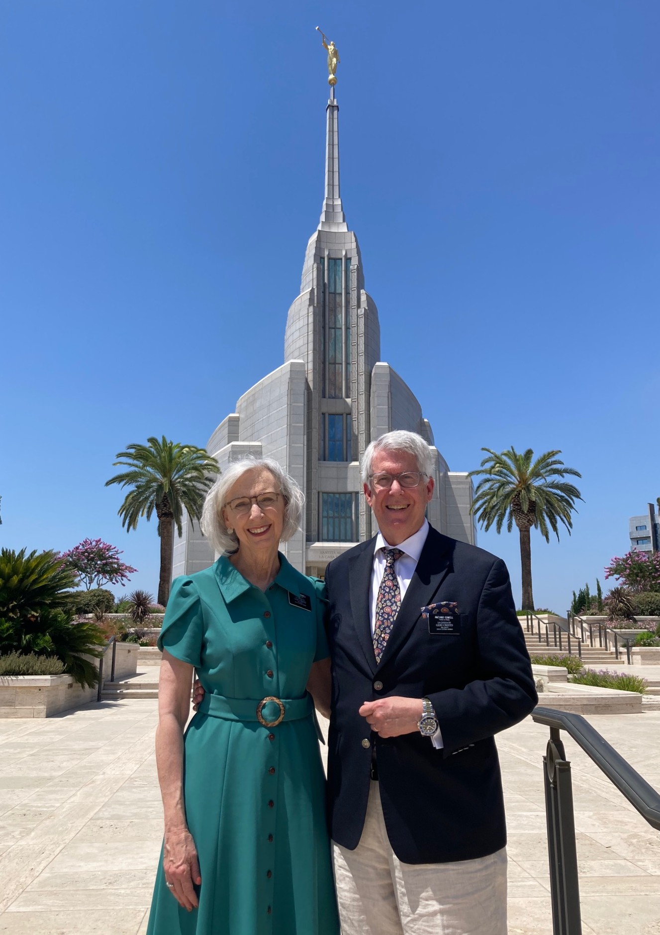 Brother and Sister Sowell in front of the Rome Italy Temple